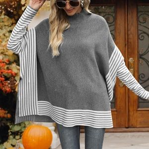 Turtleneck poncho sweater